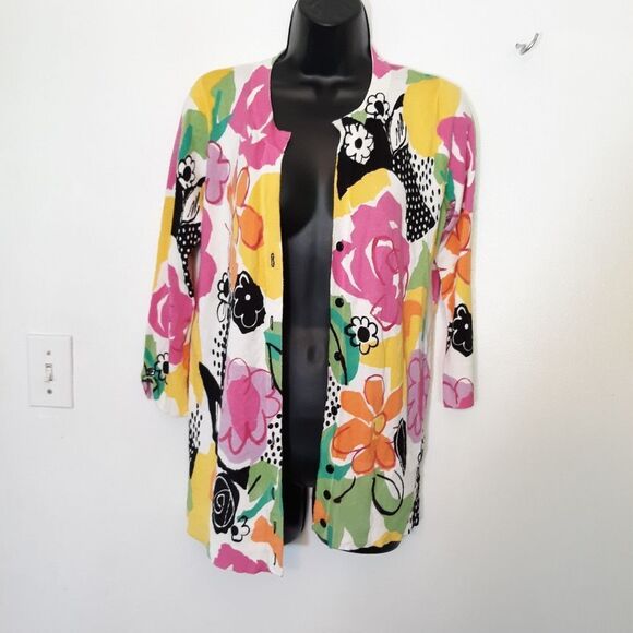 Cyrus multicolored floral button down cardigan - Picture 2 of 4